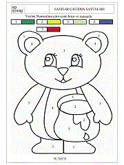 okul öncesi çocuklar için verilen sayıya göre boyama çalışma sayfları